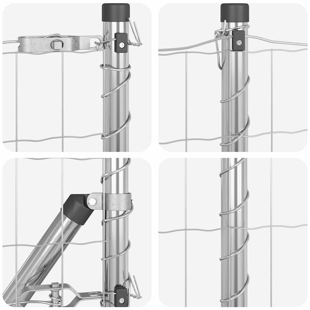 Zaun mit Pfosten Silber 0.4 x 50 m Stahl